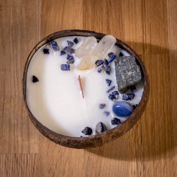 Coconut Shell Crystal Candles Lapis Lazulicandles