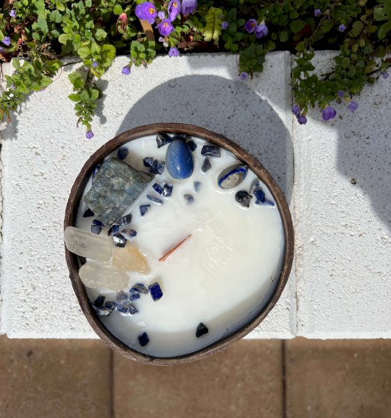 Coconut Shell Crystal Candles Lapis Lazulicandles